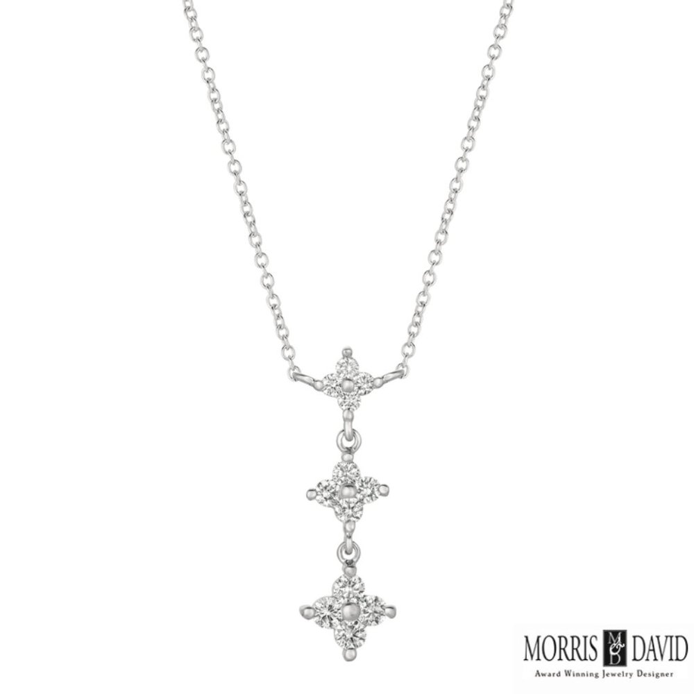 0.85 Carat Natural Diamond Necklace 14K White Gold